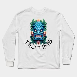 Tiki Time, with Black Lettering Long Sleeve T-Shirt